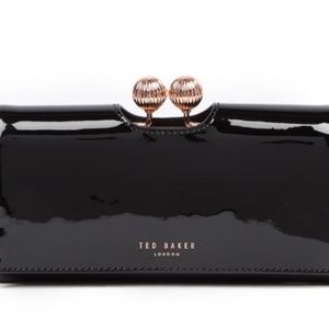 New Ted Baker London Bobble Matinee Patent Leather Wallet Clutch Black